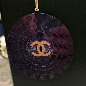 CHANEL Dark Purple Logo Pendant